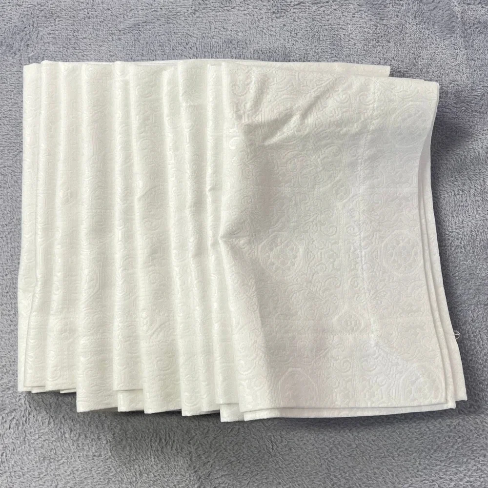 Vtg. Sferra Bros 100 Egyptian‎ Cotton White Damask Jacquard Placemats Set of 10